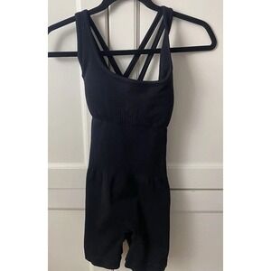 Sunzel Scrunch Butt Lift Work‎ Out Romper  Black Lg -Gym-Yoga